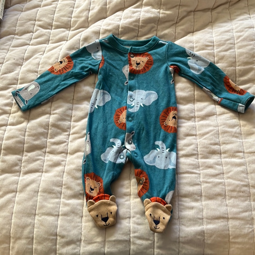 New born lion, elephant, and hippo onesie